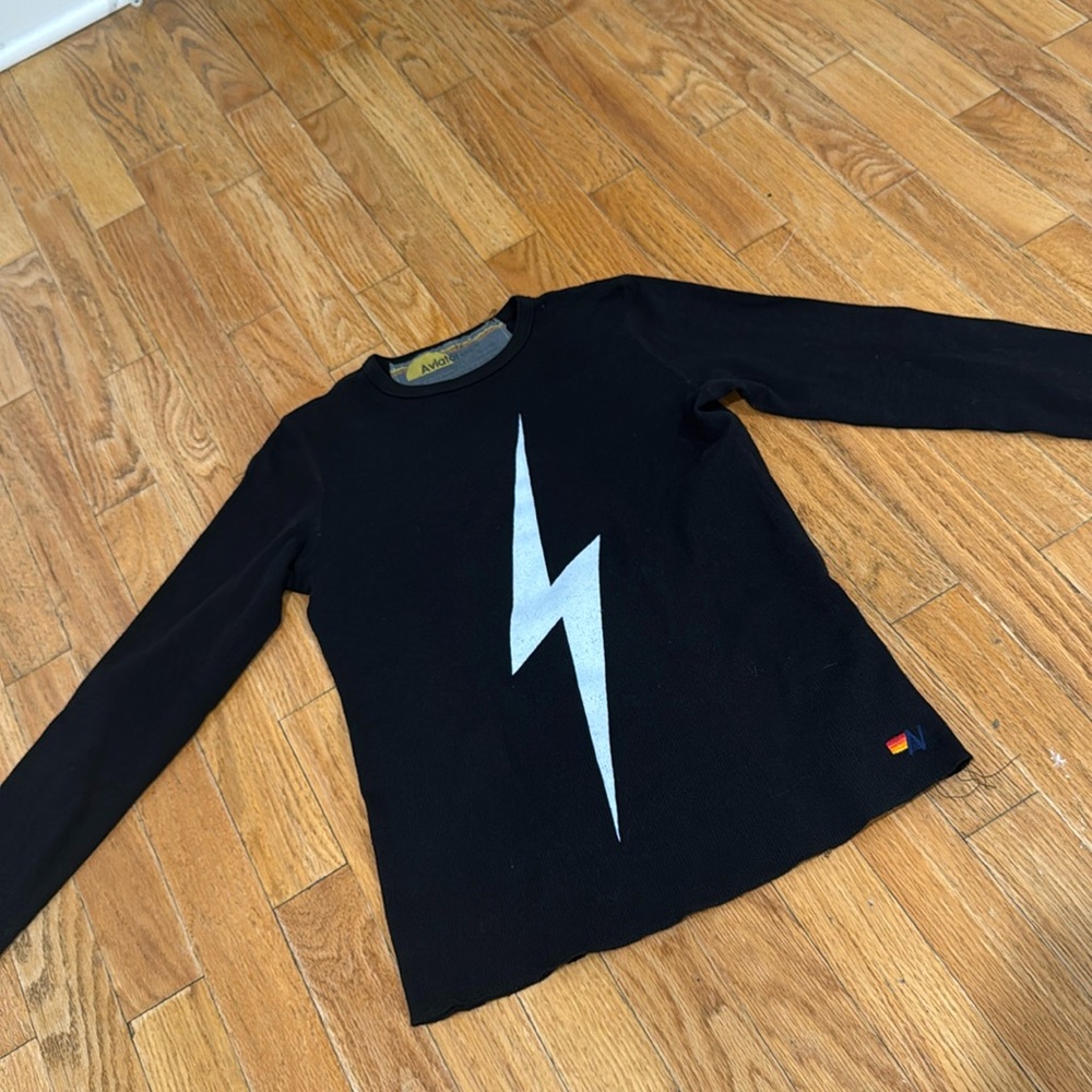 Gently worn aviator nation bolt long sleeve waffle tshirt